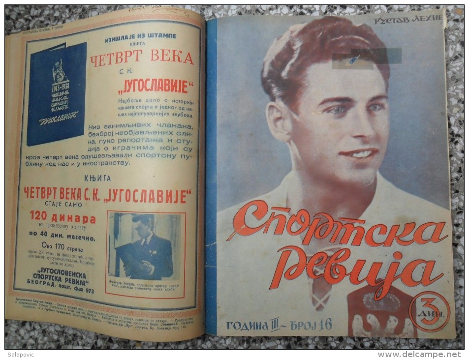 JUGOSLOVENSKA SPORTSKA REVIJA,1939,1940,1941 FOOTBALL, SPORTS NEWS FROM THE KINGDOM OF YUGOSLAVIA, BOUND 28 NUMBERS