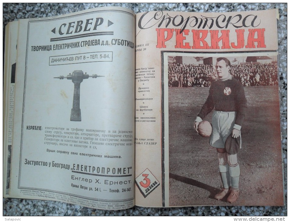 JUGOSLOVENSKA SPORTSKA REVIJA,1939,1940,1941 FOOTBALL, SPORTS NEWS FROM THE KINGDOM OF YUGOSLAVIA, BOUND 28 NUMBERS