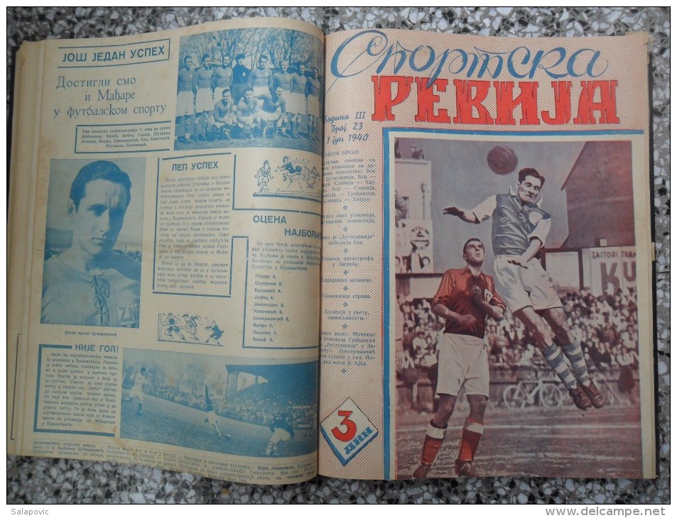 JUGOSLOVENSKA SPORTSKA REVIJA,1939,1940,1941 FOOTBALL, SPORTS NEWS FROM THE KINGDOM OF YUGOSLAVIA, BOUND 28 NUMBERS