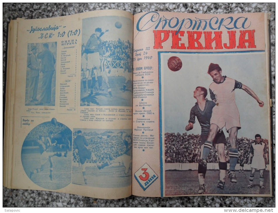 JUGOSLOVENSKA SPORTSKA REVIJA,1939,1940,1941 FOOTBALL, SPORTS NEWS FROM THE KINGDOM OF YUGOSLAVIA, BOUND 28 NUMBERS