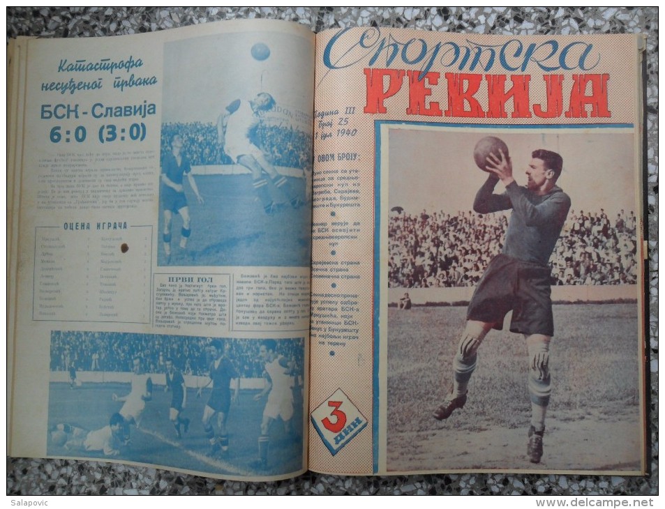 JUGOSLOVENSKA SPORTSKA REVIJA,1939,1940,1941 FOOTBALL, SPORTS NEWS FROM THE KINGDOM OF YUGOSLAVIA, BOUND 28 NUMBERS