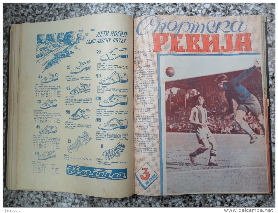 JUGOSLOVENSKA SPORTSKA REVIJA,1939,1940,1941 FOOTBALL, SPORTS NEWS FROM THE KINGDOM OF YUGOSLAVIA, BOUND 28 NUMBERS