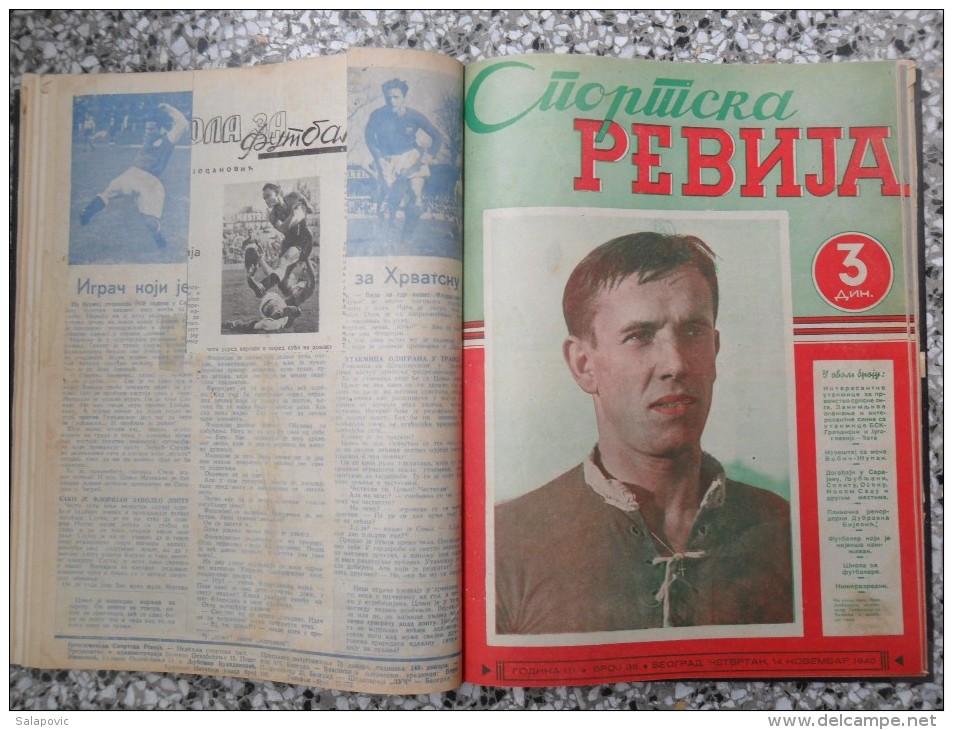 JUGOSLOVENSKA SPORTSKA REVIJA,1939,1940,1941 FOOTBALL, SPORTS NEWS FROM THE KINGDOM OF YUGOSLAVIA, BOUND 28 NUMBERS