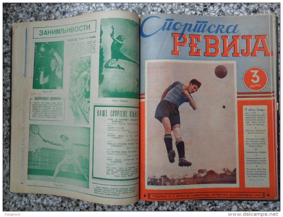 JUGOSLOVENSKA SPORTSKA REVIJA,1939,1940,1941 FOOTBALL, SPORTS NEWS FROM THE KINGDOM OF YUGOSLAVIA, BOUND 28 NUMBERS