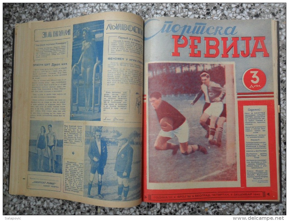 JUGOSLOVENSKA SPORTSKA REVIJA,1939,1940,1941 FOOTBALL, SPORTS NEWS FROM THE KINGDOM OF YUGOSLAVIA, BOUND 28 NUMBERS