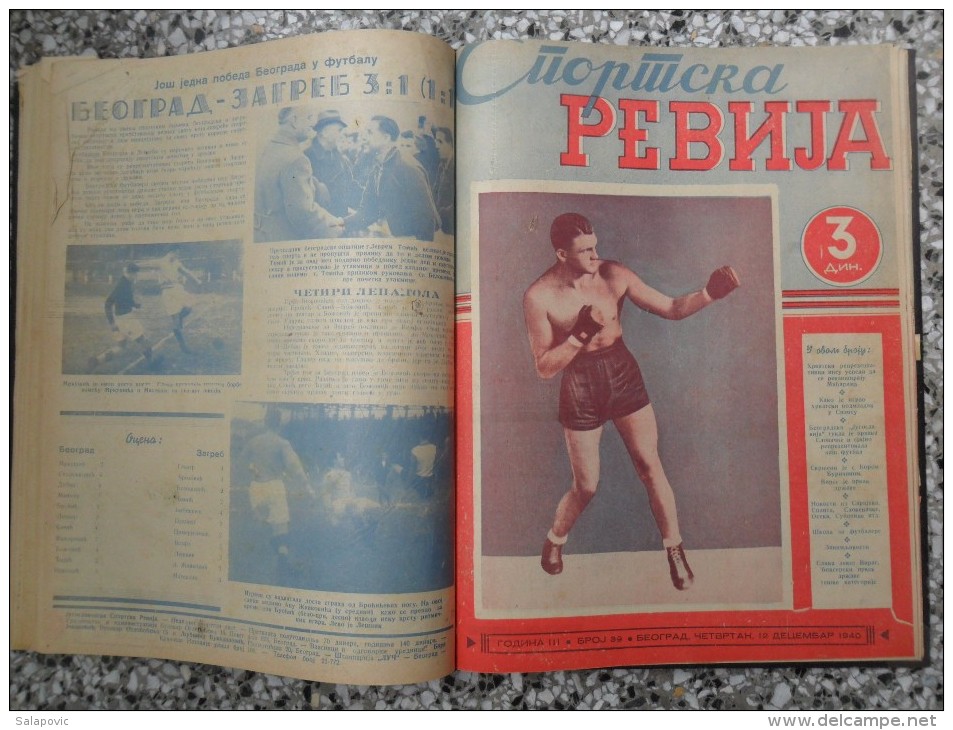 JUGOSLOVENSKA SPORTSKA REVIJA,1939,1940,1941 FOOTBALL, SPORTS NEWS FROM THE KINGDOM OF YUGOSLAVIA, BOUND 28 NUMBERS