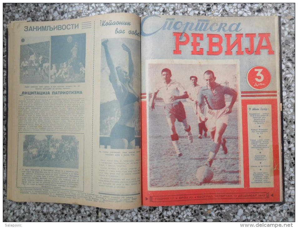 JUGOSLOVENSKA SPORTSKA REVIJA,1939,1940,1941 FOOTBALL, SPORTS NEWS FROM THE KINGDOM OF YUGOSLAVIA, BOUND 28 NUMBERS
