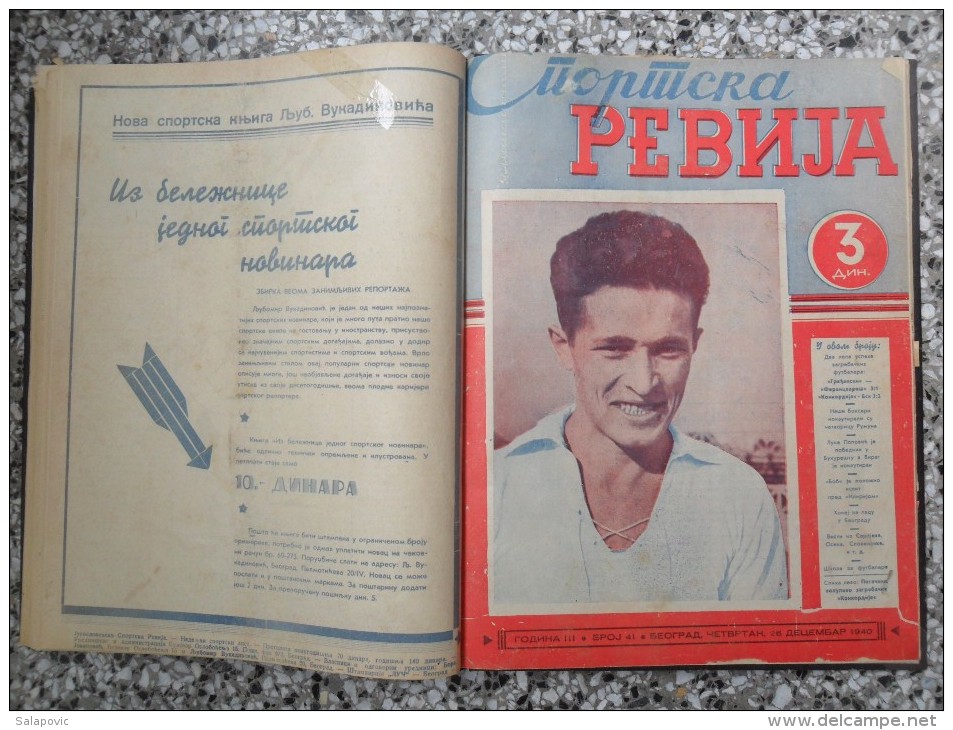 JUGOSLOVENSKA SPORTSKA REVIJA,1939,1940,1941 FOOTBALL, SPORTS NEWS FROM THE KINGDOM OF YUGOSLAVIA, BOUND 28 NUMBERS