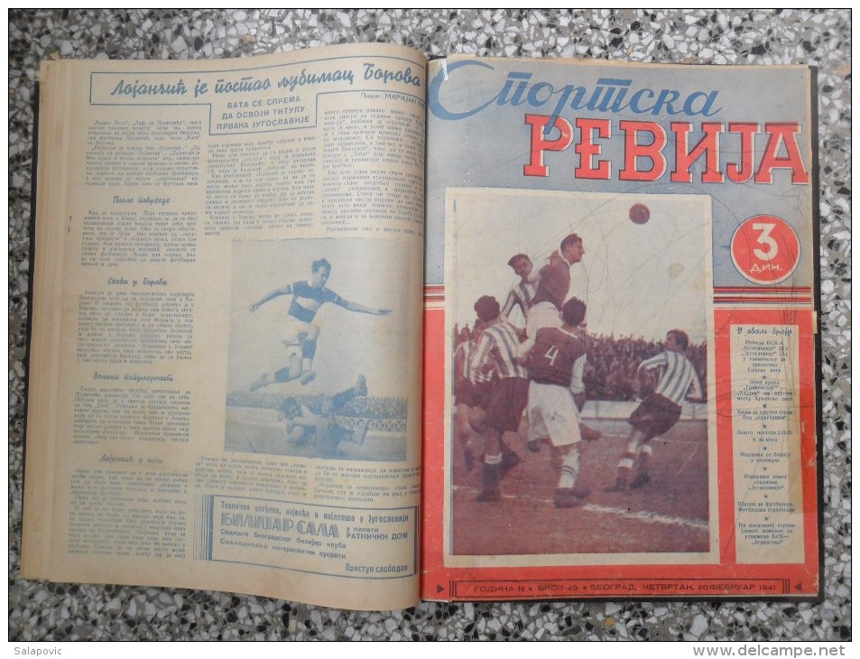 JUGOSLOVENSKA SPORTSKA REVIJA,1939,1940,1941 FOOTBALL, SPORTS NEWS FROM THE KINGDOM OF YUGOSLAVIA, BOUND 28 NUMBERS