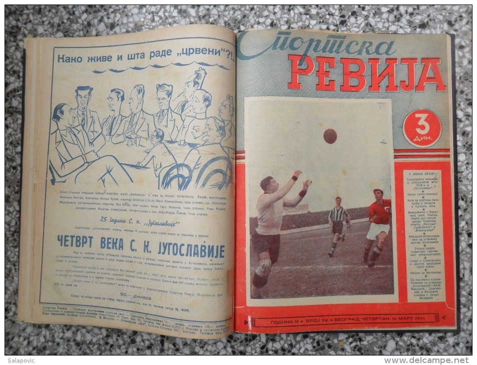 JUGOSLOVENSKA SPORTSKA REVIJA,1939,1940,1941 FOOTBALL, SPORTS NEWS FROM THE KINGDOM OF YUGOSLAVIA, BOUND 28 NUMBERS