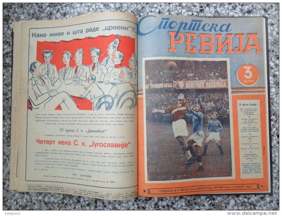 JUGOSLOVENSKA SPORTSKA REVIJA,1939,1940,1941 FOOTBALL, SPORTS NEWS FROM THE KINGDOM OF YUGOSLAVIA, BOUND 28 NUMBERS