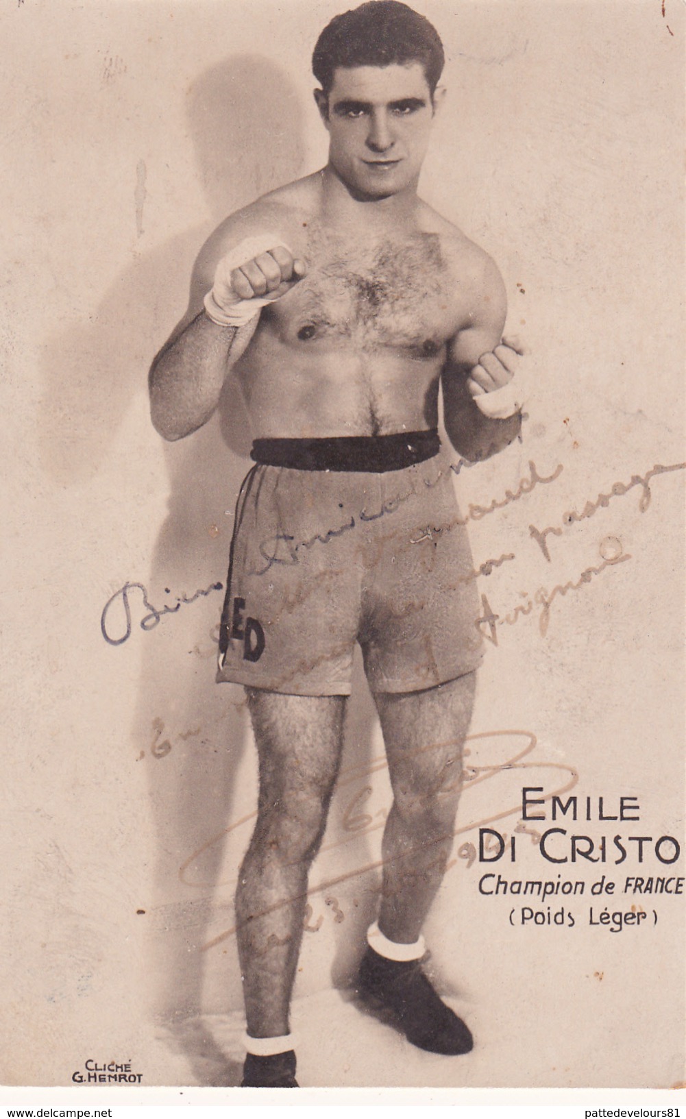 Autographe Original Signature Dédicace Sport Boxe Boxeur Emile DI CRISTO Champion De France Poids Léger - Autogramme