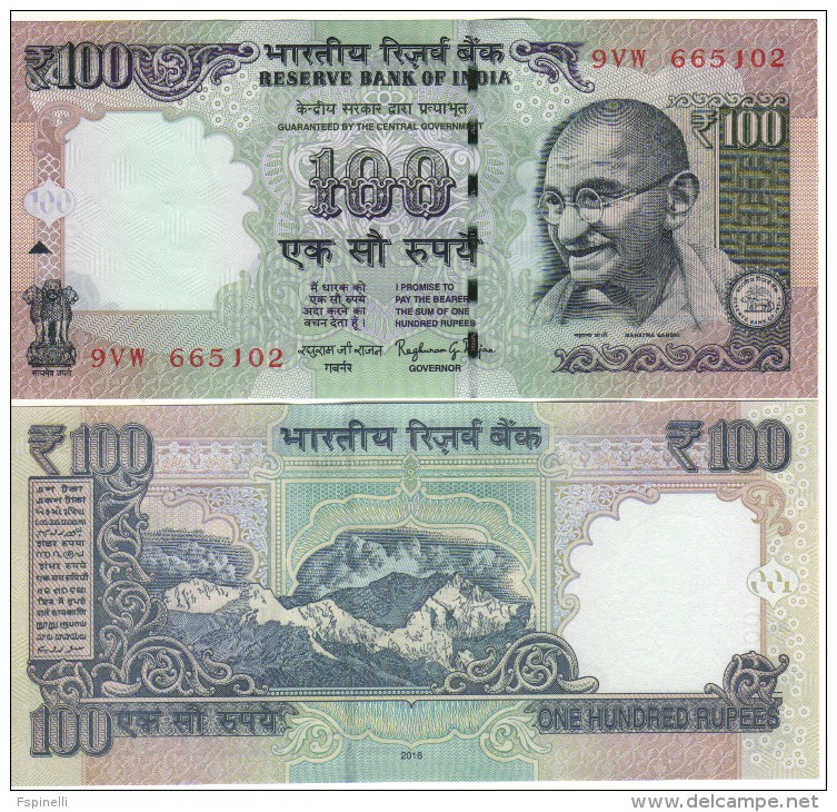 INDIA . New  JUST ISSUED   100  RUPEES  WITHOUT Features  For Blinds. 2016.  UNC - India