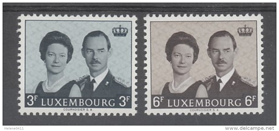 PAIRE NEUVE DU LUXEMBOURG - AVENEMENT DU GRAND-DUC JEAN : PORTRAIT DU COUPLE N° Y&T 652/653 - Royalties, Royals