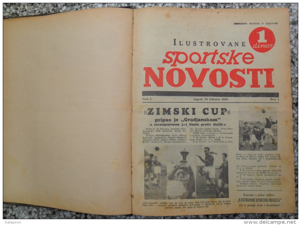 ILUSTROVANE SPORTSKE NOVOSTI,1936 ZAGREB FOOTBALL, SPORTS NEWS FROM THE KINGDOM OF YUGOSLAVIA, BOUND 46 NUMBERS - Books