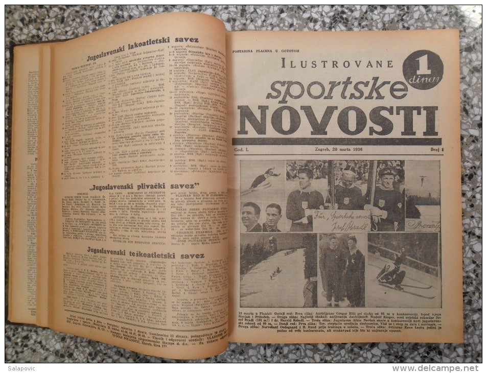 ILUSTROVANE SPORTSKE NOVOSTI,1936 ZAGREB FOOTBALL, SPORTS NEWS FROM THE KINGDOM OF YUGOSLAVIA, BOUND 46 NUMBERS - Libros