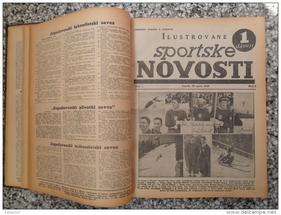 ILUSTROVANE SPORTSKE NOVOSTI,1936 ZAGREB FOOTBALL, SPORTS NEWS FROM THE KINGDOM OF YUGOSLAVIA, BOUND 46 NUMBERS - Livres