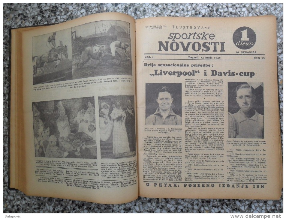 ILUSTROVANE SPORTSKE NOVOSTI,1936 ZAGREB FOOTBALL, SPORTS NEWS FROM THE KINGDOM OF YUGOSLAVIA, BOUND 46 NUMBERS