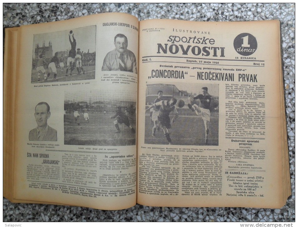 ILUSTROVANE SPORTSKE NOVOSTI,1936 ZAGREB FOOTBALL, SPORTS NEWS FROM THE KINGDOM OF YUGOSLAVIA, BOUND 46 NUMBERS