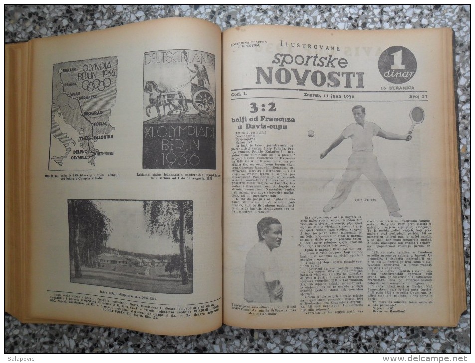 ILUSTROVANE SPORTSKE NOVOSTI,1936 ZAGREB FOOTBALL, SPORTS NEWS FROM THE KINGDOM OF YUGOSLAVIA, BOUND 46 NUMBERS