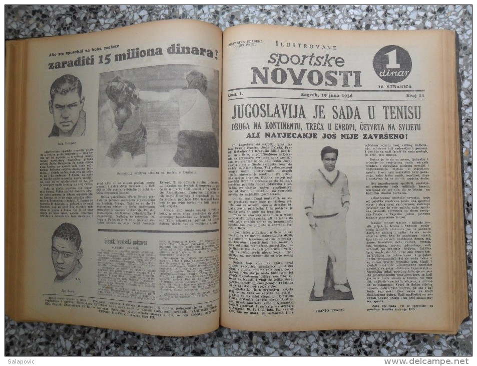 ILUSTROVANE SPORTSKE NOVOSTI,1936 ZAGREB FOOTBALL, SPORTS NEWS FROM THE KINGDOM OF YUGOSLAVIA, BOUND 46 NUMBERS