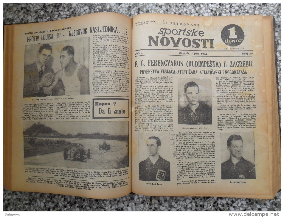 ILUSTROVANE SPORTSKE NOVOSTI,1936 ZAGREB FOOTBALL, SPORTS NEWS FROM THE KINGDOM OF YUGOSLAVIA, BOUND 46 NUMBERS