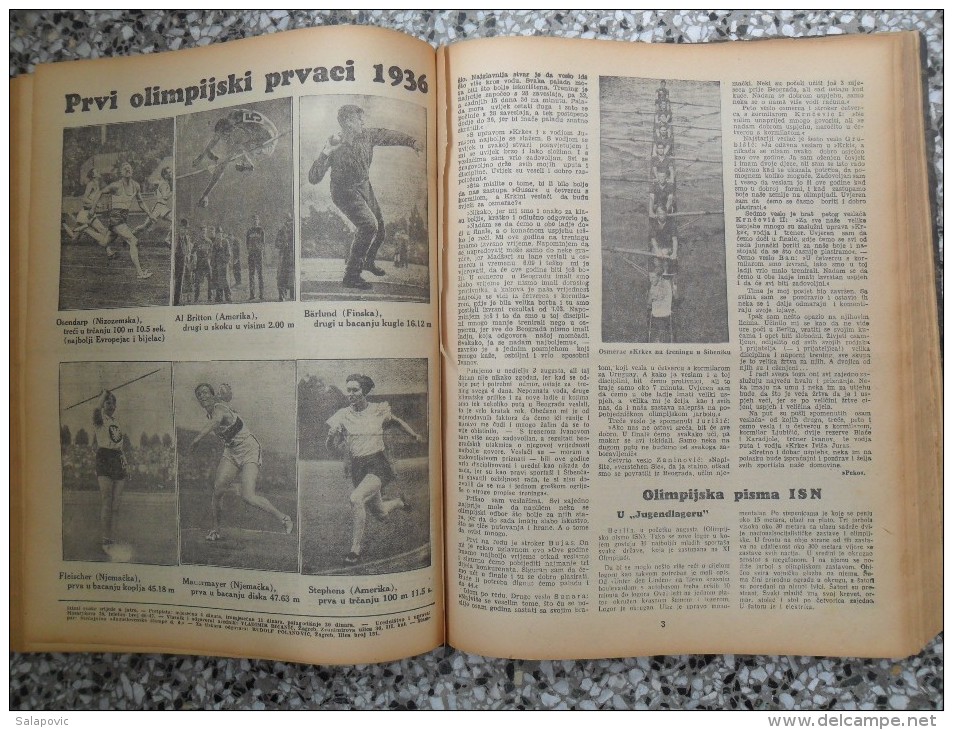 ILUSTROVANE SPORTSKE NOVOSTI,1936 ZAGREB FOOTBALL, SPORTS NEWS FROM THE KINGDOM OF YUGOSLAVIA, BOUND 46 NUMBERS