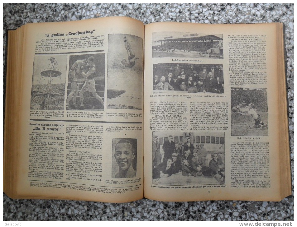 ILUSTROVANE SPORTSKE NOVOSTI,1936 ZAGREB FOOTBALL, SPORTS NEWS FROM THE KINGDOM OF YUGOSLAVIA, BOUND 46 NUMBERS