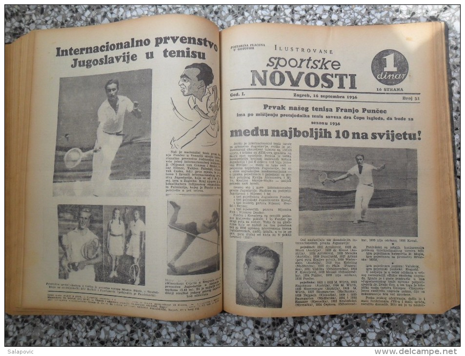 ILUSTROVANE SPORTSKE NOVOSTI,1936 ZAGREB FOOTBALL, SPORTS NEWS FROM THE KINGDOM OF YUGOSLAVIA, BOUND 46 NUMBERS