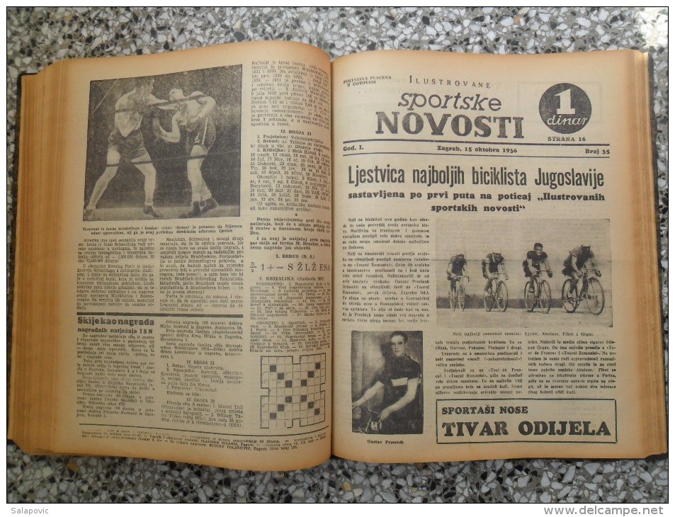 ILUSTROVANE SPORTSKE NOVOSTI,1936 ZAGREB FOOTBALL, SPORTS NEWS FROM THE KINGDOM OF YUGOSLAVIA, BOUND 46 NUMBERS