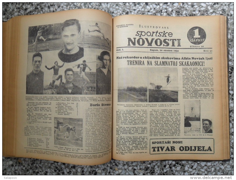 ILUSTROVANE SPORTSKE NOVOSTI,1936 ZAGREB FOOTBALL, SPORTS NEWS FROM THE KINGDOM OF YUGOSLAVIA, BOUND 46 NUMBERS