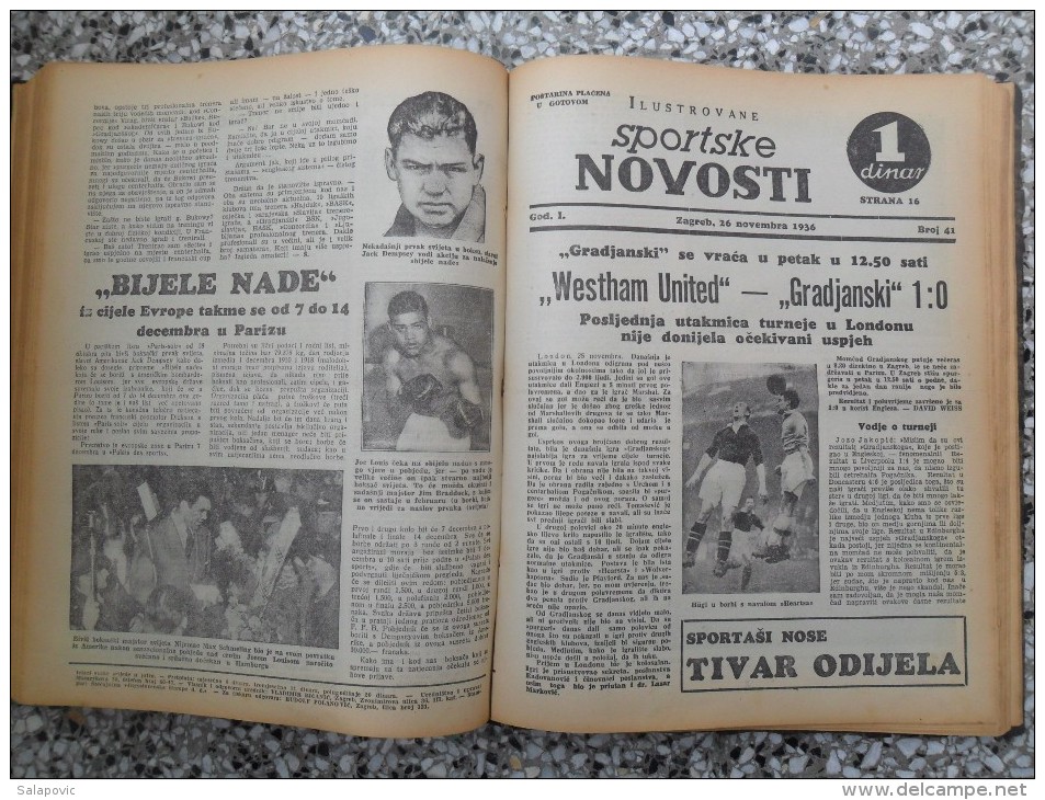 ILUSTROVANE SPORTSKE NOVOSTI,1936 ZAGREB FOOTBALL, SPORTS NEWS FROM THE KINGDOM OF YUGOSLAVIA, BOUND 46 NUMBERS