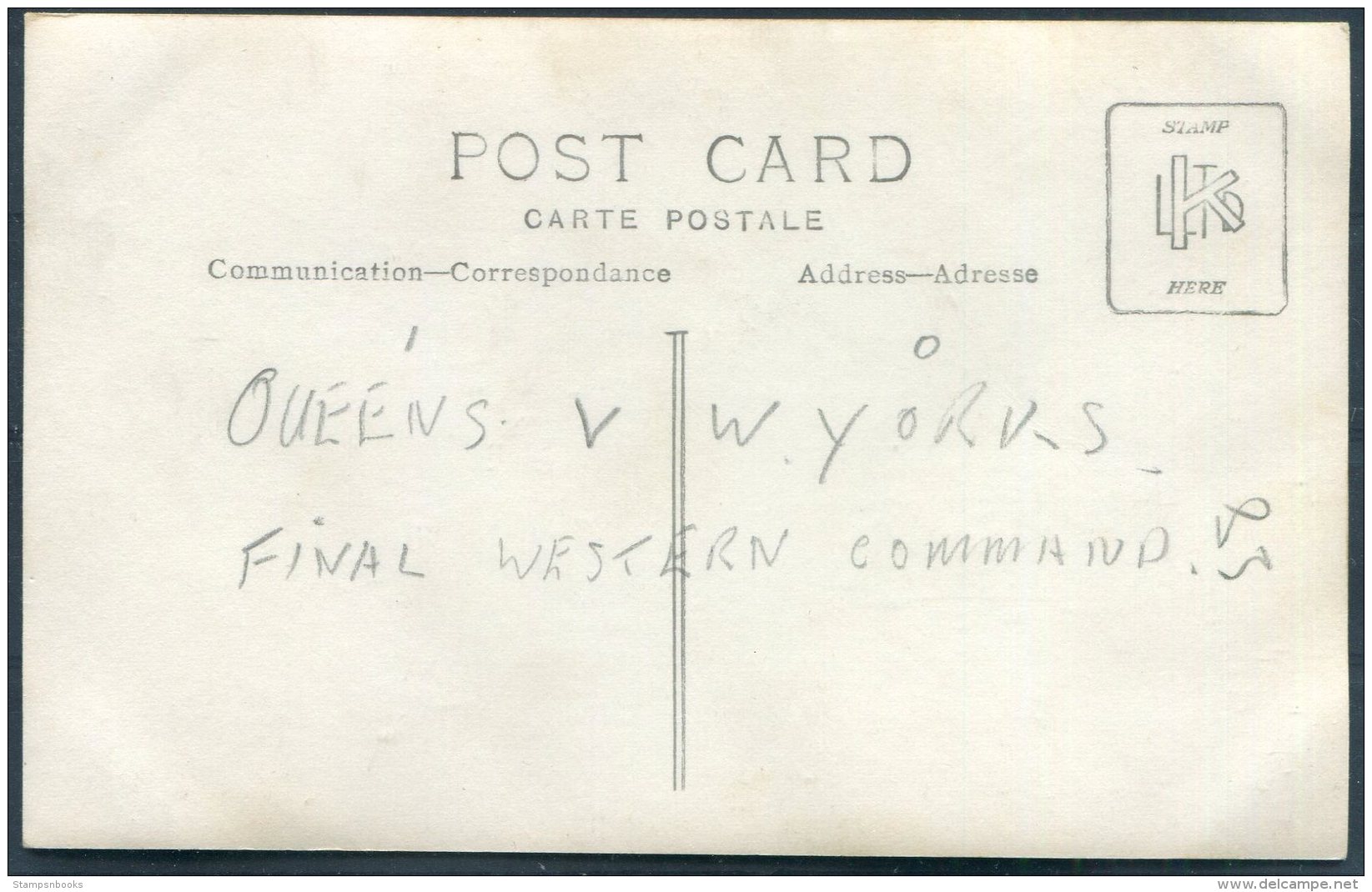 3 X British Army Western Command Football Match Queens V West Yorkshire Regiments RP Postcards - Regiments