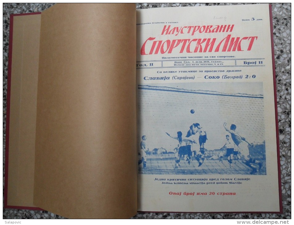 ILUSTROVANI SPORTSKI LIST, NOVI SAD 1931 FOOTBALL, SPORTS NEWS FROM THE KINGDOM OF YUGOSLAVIA, BOUND 9 NUMBERS - Books