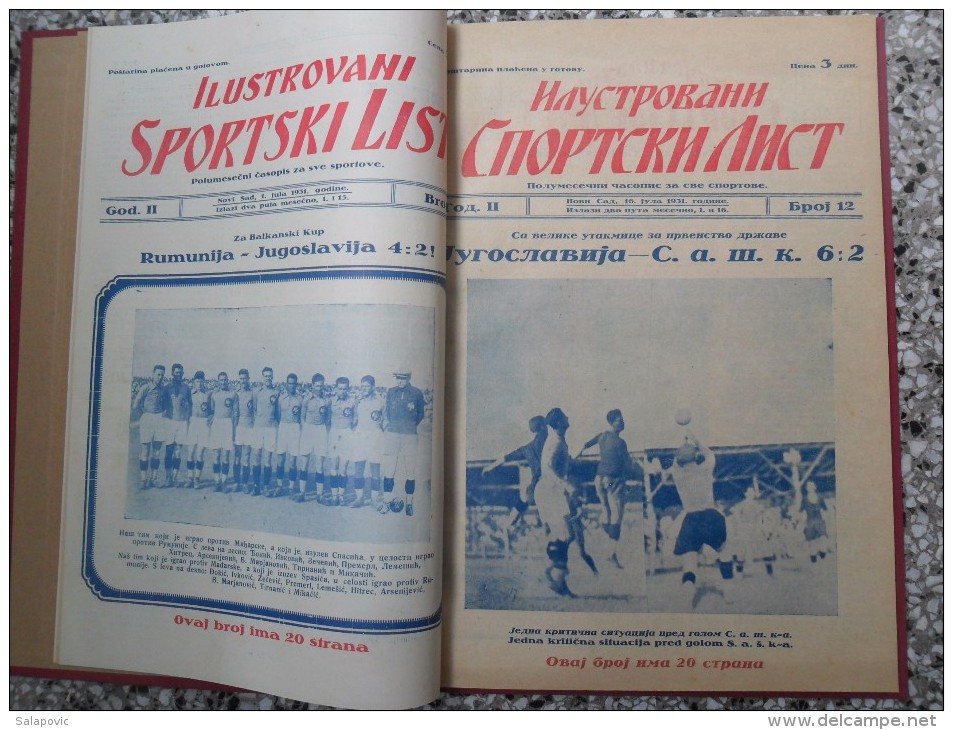 ILUSTROVANI SPORTSKI LIST, NOVI SAD 1931 FOOTBALL, SPORTS NEWS FROM THE KINGDOM OF YUGOSLAVIA, BOUND 9 NUMBERS - Libros