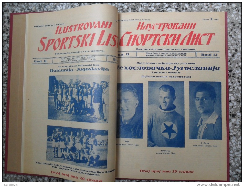 ILUSTROVANI SPORTSKI LIST, NOVI SAD 1931 FOOTBALL, SPORTS NEWS FROM THE KINGDOM OF YUGOSLAVIA, BOUND 9 NUMBERS - Books