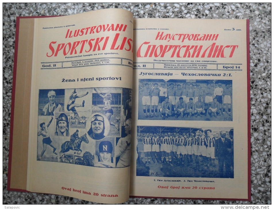 ILUSTROVANI SPORTSKI LIST, NOVI SAD 1931 FOOTBALL, SPORTS NEWS FROM THE KINGDOM OF YUGOSLAVIA, BOUND 9 NUMBERS - Libri