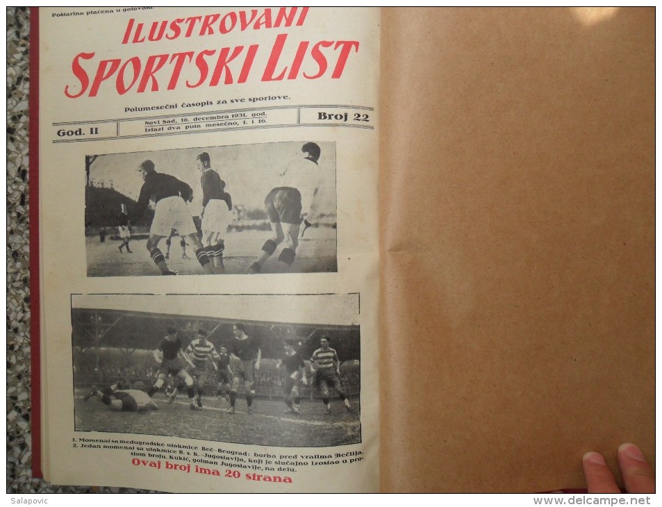 ILUSTROVANI SPORTSKI LIST, NOVI SAD 1931 FOOTBALL, SPORTS NEWS FROM THE KINGDOM OF YUGOSLAVIA, BOUND 9 NUMBERS