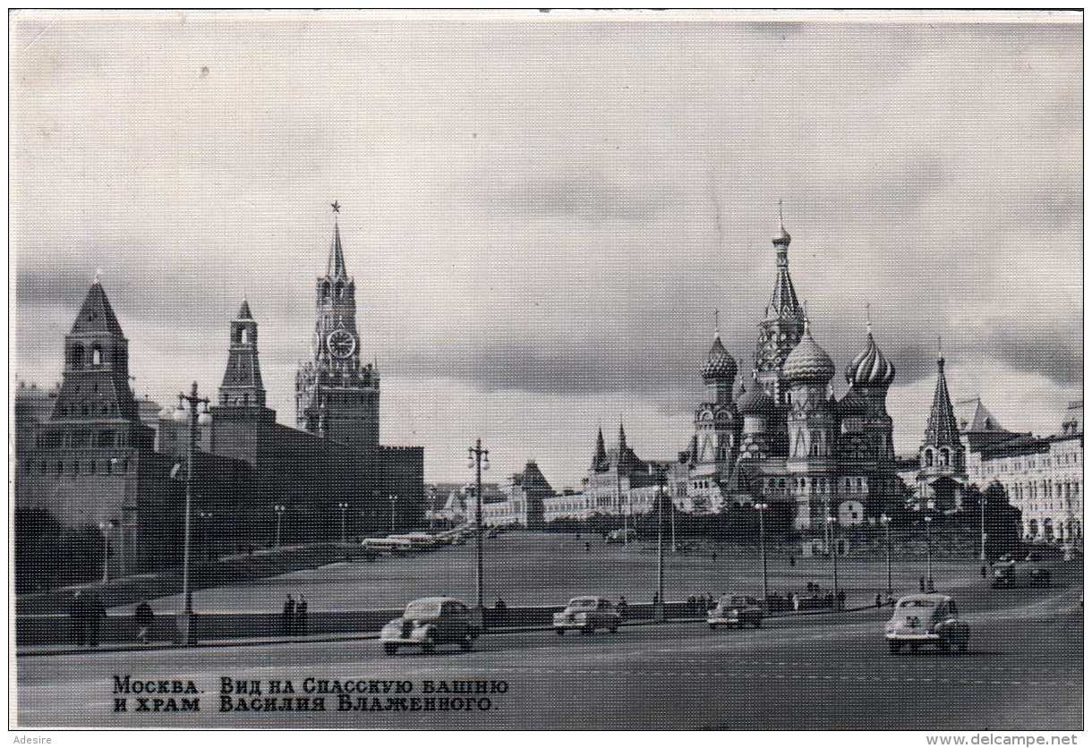 MOSKAU - Kreml?, Basilius-Kathedrale, Alte Autos, Fotokarte 1954 - Russland