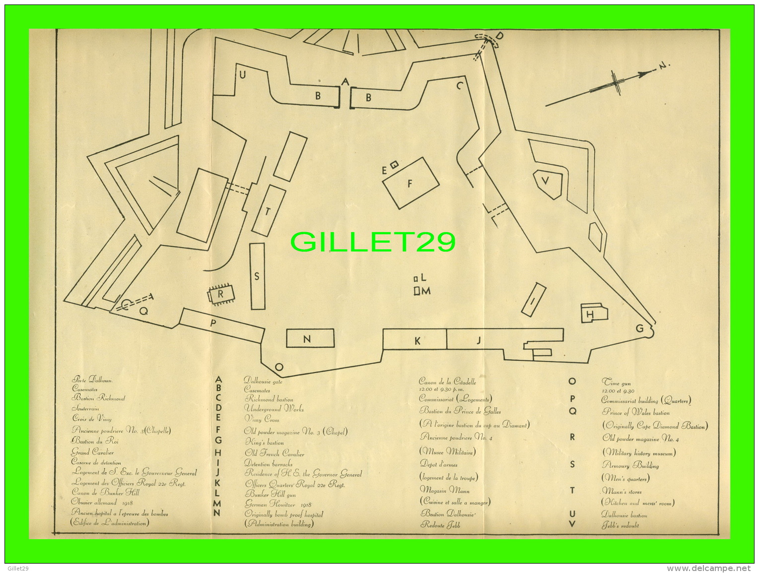 DÉPLIANTS TOURISTIQUES - LA CITADELLE DE QUÉBEC - PLAN COMPLET - GAUVREAU &amp; DAIGNE ENR. - DIMENSION 24 X 31 Cm - - Dépliants Touristiques