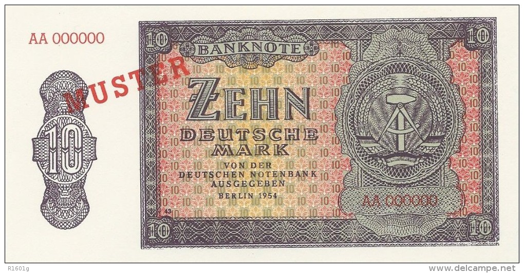 DDR Musternote 10 Mark 1954 UNC - Altri & Non Classificati