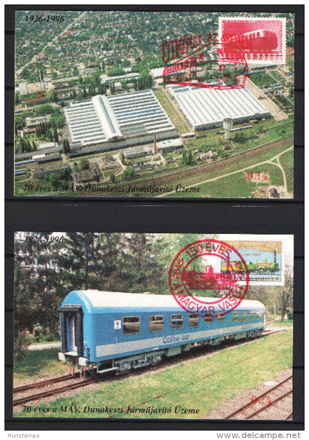 Hungary 1996. Trains / Railways Special Sheet Pair RED OVERPRINTS / Special Catalogue Issue MNH (**) - Commemorative Sheets