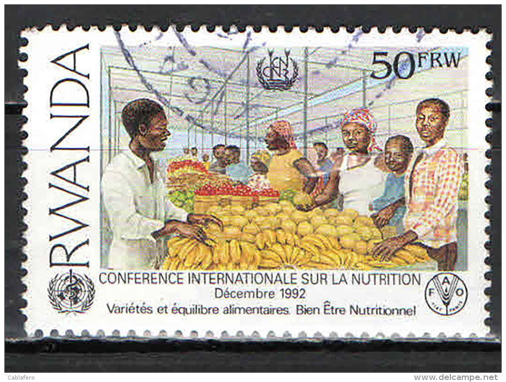 RWANDA - 1992 - CONFERENZA INTERNAZIONALE SULLA NUTRIZIONE - USATO - Usati
