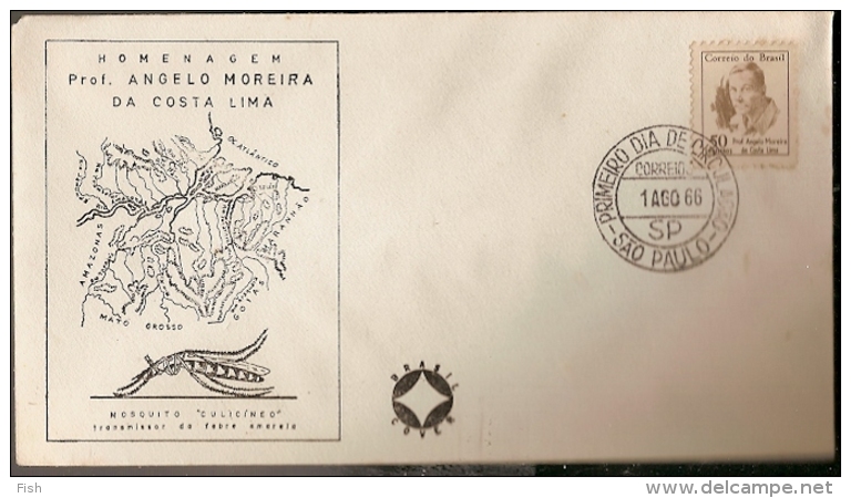 Brazil & FDC Culicidae Mosquito, Transmitter Of Yellow Fever, Prof. Angelo Lima, São Paulo 1966 (792) - Disease