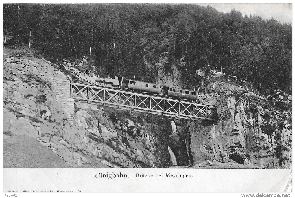 BRÜNIGBAHN &#8594; Dampfzug Auf Der Brücke Oberhalb Meiringen Anno 1906 - Meiringen