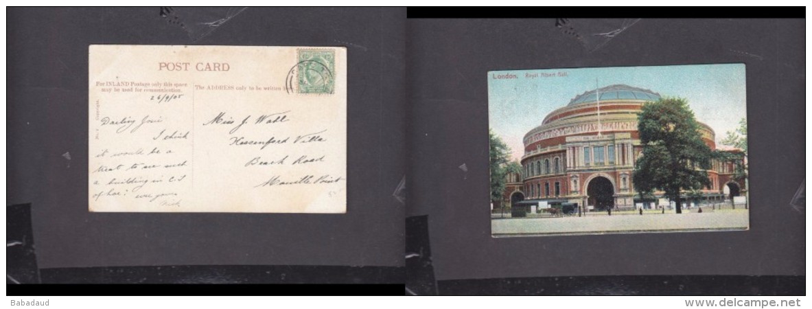 Royal Albert Hall, London, Used  1905 CAPE TOWN - Other & Unclassified