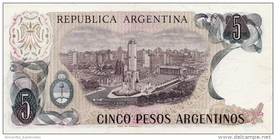 Argentina (BCRA) 5 Pesos Argentinos ND (1983) Series A UNC Cat No. P-312a / AR365a - Argentine