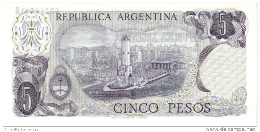 ARGENTINA 5 PESOS 1974 P-294a UNC SERIES B, SIGN: MONDELLI & CAIROLI [ AR294a2 ] - Argentinië