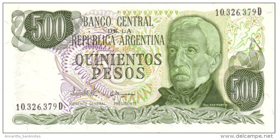 ARGENTINA 500 PESOS 1982 P-303c UNC SERIES D, SIGN: LOPEZ & IANELLA [ AR303c ] - Argentinië