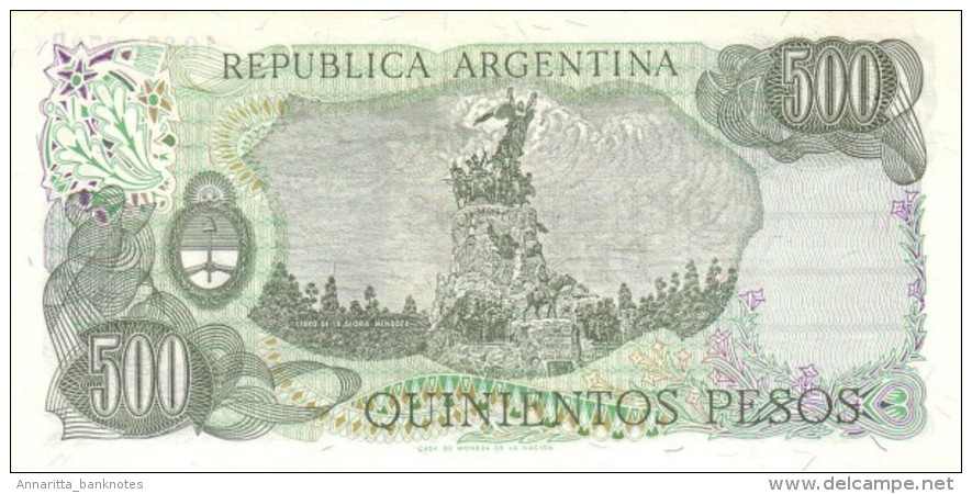 ARGENTINA 500 PESOS 1982 P-303c UNC SERIES D, SIGN: LOPEZ & IANELLA [ AR303c ] - Argentinië